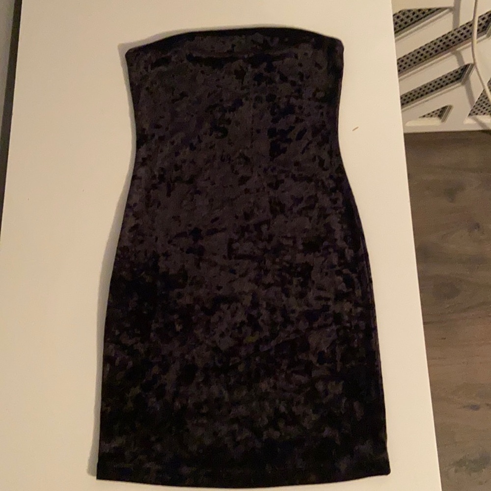 Black Velvet Strapless Dress